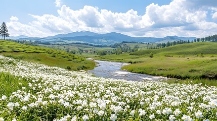 Obraz premium Summer Landscape with Jasmine Flowers