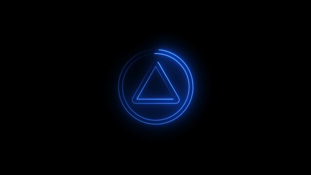 Video, audio neon play button icon  glowing play button . Press to play. Start button sign .Neon glowing play button.