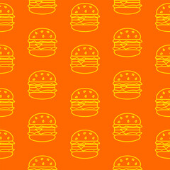 doodle burger pattern background. doodle fast food burger seamless pattern background. seamless pattern of burger in doodle style. Seamless Pattern of a Cheese Burger or Hamburger. hamburger pattern.