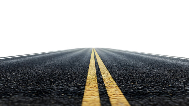 Two lanes road on a white and transparent background.