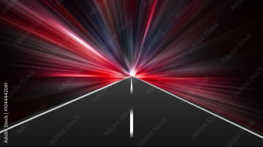 Aufkleber fast-moving vehicle on the road with colorful blur lights front view 4k footage backdrop. fast car f