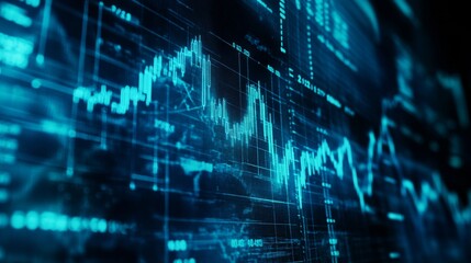 Fototapeta premium Dynamic Financial Charts in Bright Business Setting