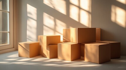 Fototapeta premium Fresh Folding Cartons in Morning Light Photography