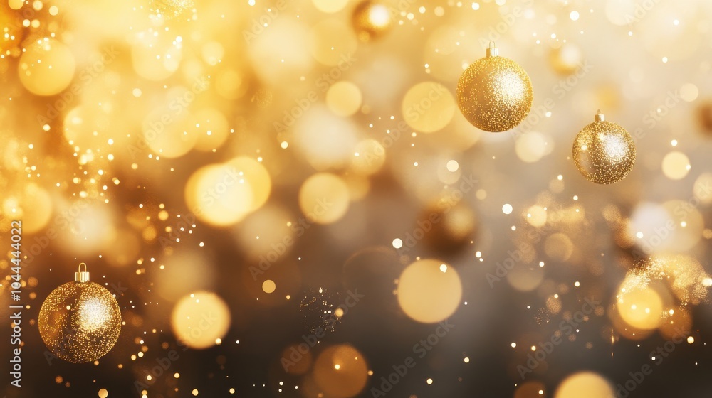 Poster a bokeh abstract background with soft, glowing orbs of light in gold and white, creating a festive a