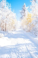 Frosty Winter Scene with Pine Trees