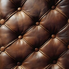 Naklejka premium Seamless Vintage Leather Upholstery Textured Pattern with Button Tufts and Diamond Quilted Design