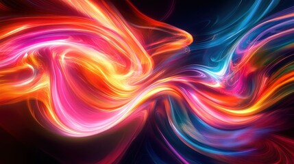 Obraz premium A vibrant abstract background with swirling neon colors, creating a fluid and energetic design, perfect for modern presentations and creative projects
