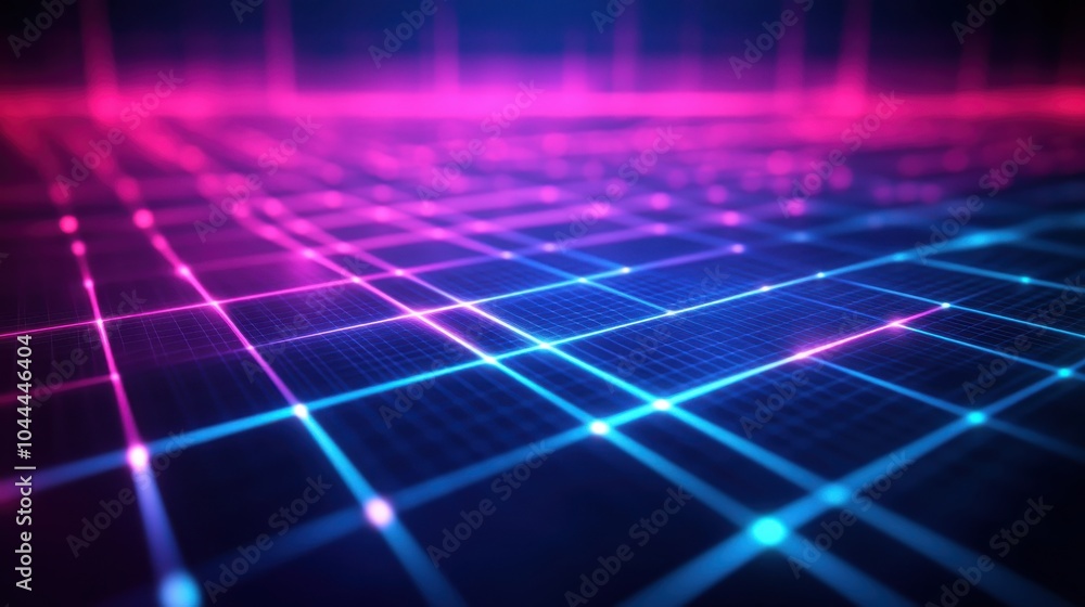 Aufkleber a futuristic vector background with neon-colored gridlines and 3d shapes, evoking a virtual reality 