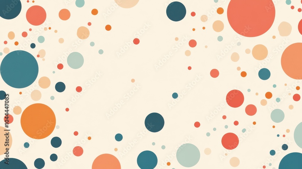 Poster a minimalist vector background with simple circles and dots arranged in a repeating pattern, using s