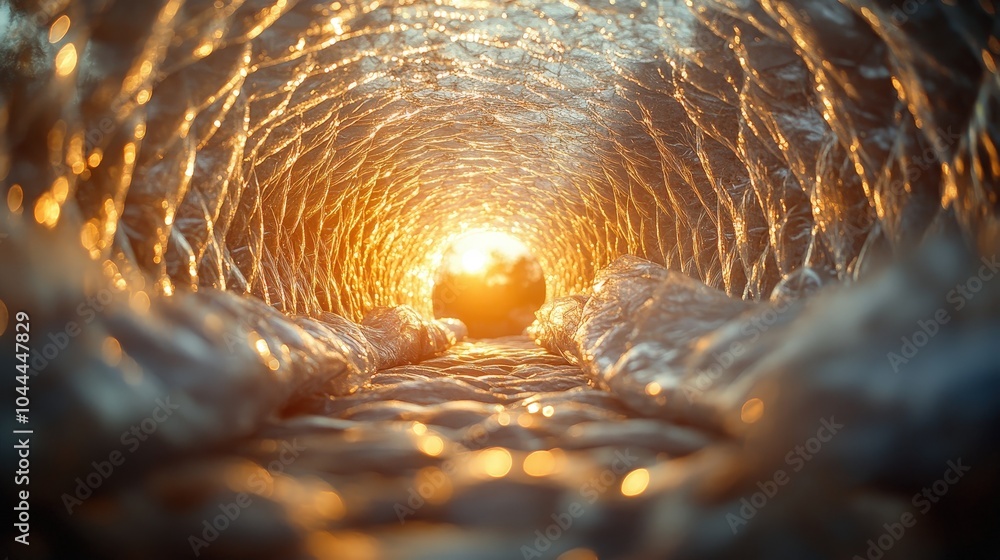 Poster sunlight through bubble wrap tunnel effect