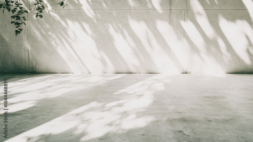 Aufkleber serene minimalistic graph with sunlit concrete and leaf shadows