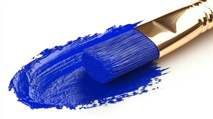 Blue Paint Brush Stroke with Golden Handle   Artistic Background