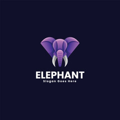Vector Logo Illustration Elephant Gradient Colorful Style