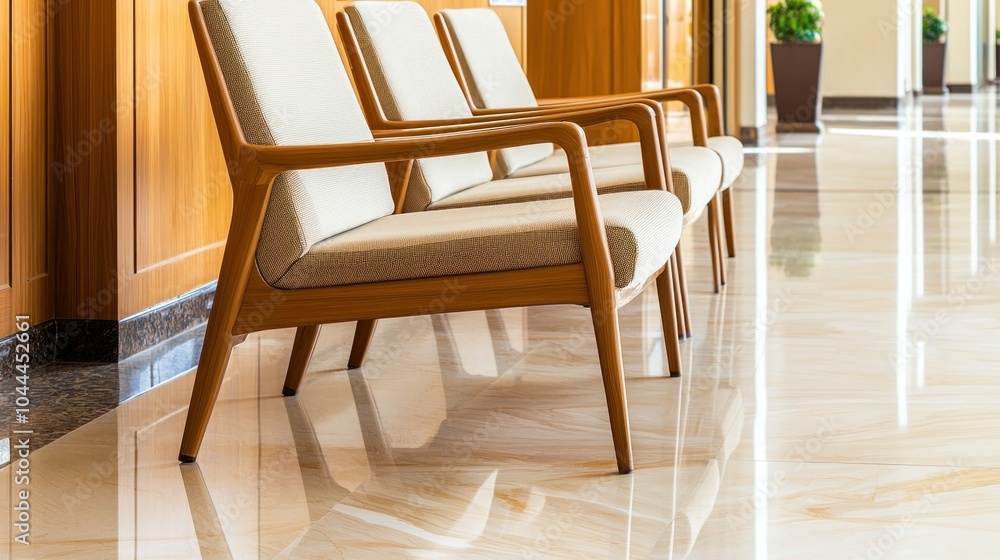 Poster a serene waiting area in government offices capturing the tranquility of bcaa hqscale with elegant d