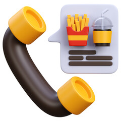 3d render food order call illustration
