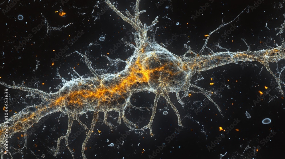 Poster microscopic view of nerve cell structure and function