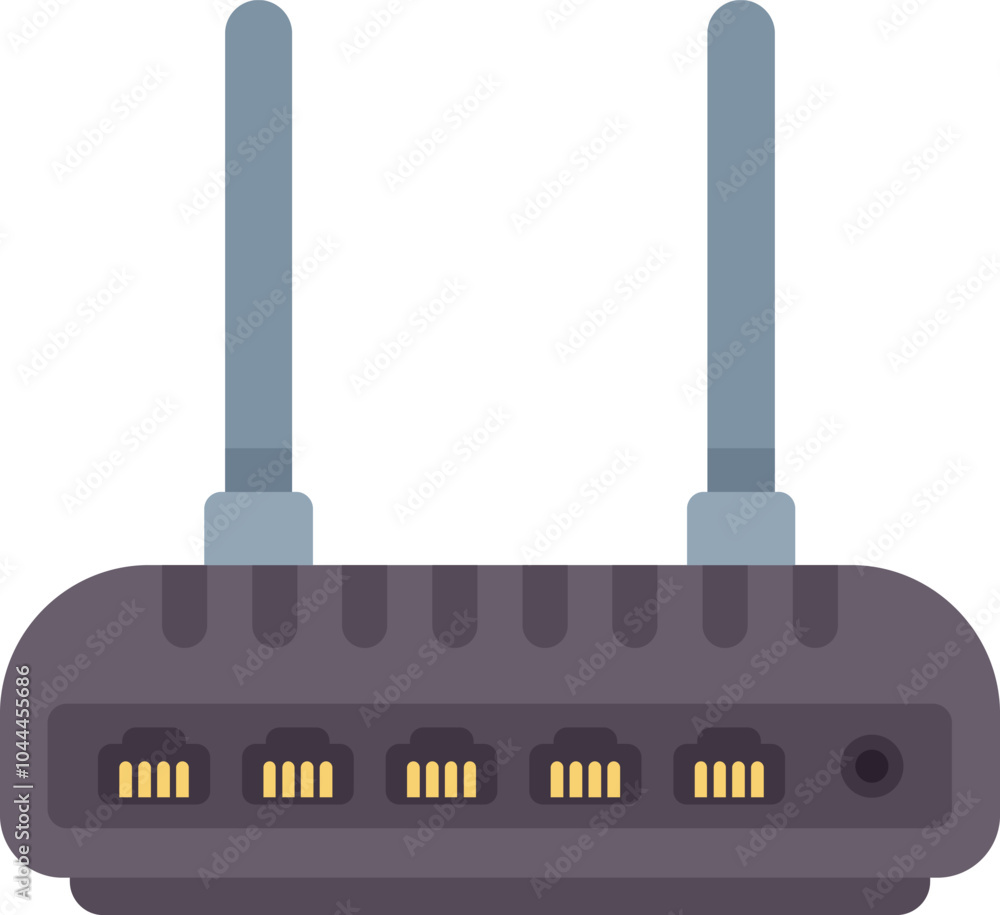 Poster wireless router with two antennas providing internet connection with four lan outputs