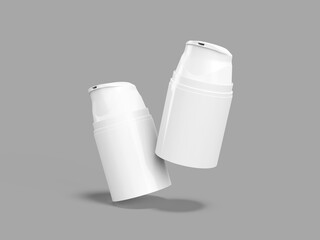 Realistic Blank White Airless Pump Bottle Mockup 3D Render