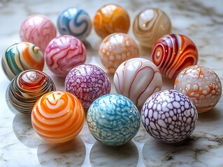Obraz premium Colorful Glass Marbles Collection - Decorative Spheres for Art and Craft