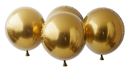 Shiny Gold Metallic Helium Balloons for Festive Birthday Celebrations Generative AI