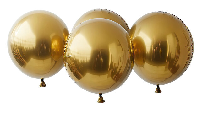 Shiny Gold Metallic Helium Balloons for Festive Birthday Celebrations Generative AI