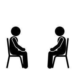 illustration of stick figures sitting facing each other
