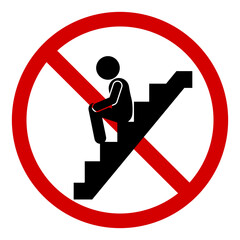 warning sign   no sitting on stairs