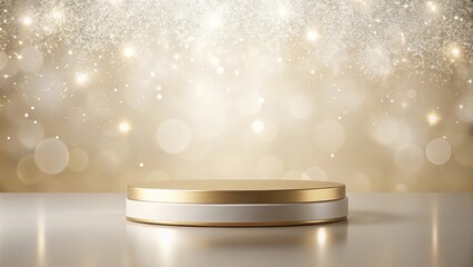 Round beige podium with leading lines for luxury products presentation