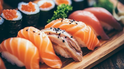 Artistic Sashimi Platter with Minimalist Presentation