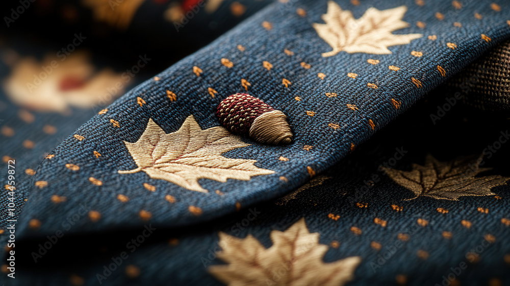 Poster elegant autumn themed tie featuring delicate acorn and leaf patterns, perfect for adding seasonal to