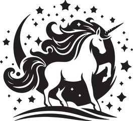 Unicorn-Unicorn silhouette isolated on a white background-Vector illustration.