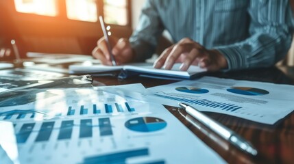 Obraz premium Businessperson Analyzing Financial Charts and Graphs