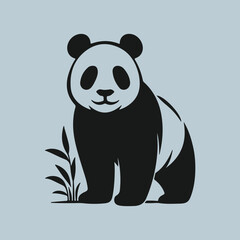 Panda black silhouette isolated on a white background. Panda illustration design.