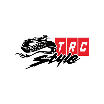 TRC racing sport style writing decorated with dragon