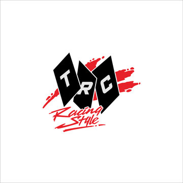 TRC racing style writing is decorated with red brush. This can be used as a graphic design