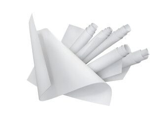 Rolls of white paper in motion. Vector illustration