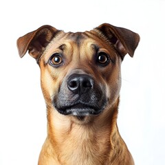 Close up Shot of Adorable Caramel Colored Canine Gazing at with Alert and Friendly Expression