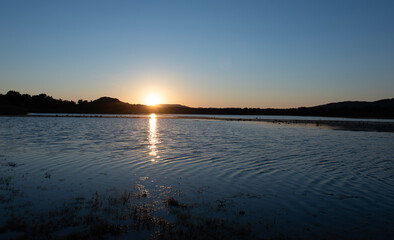 sunset over the lake