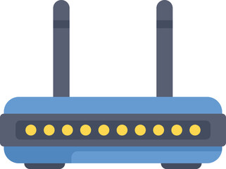Blue wifi router with two antennas providing internet signal access