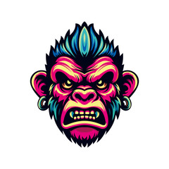 monkey animal head logo, modern illustration design.