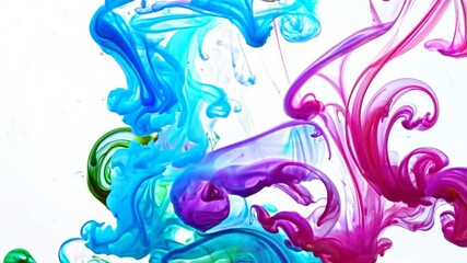 ink Rainbow colored water coloured slow motion colours isolated paint texture abstract background cloud design chemical splash colourful explosion concept red white fume flow macro shape swirl burst 