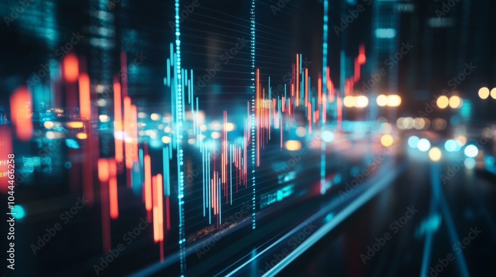 Poster dynamic 3d financial graphs in soft light setting