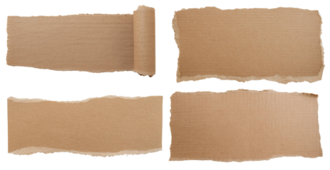 collection of cardboard pieces or torn paper isolated on white background