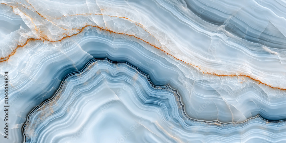 Fototapete elegant blue marble surface with intricate patterns and textures, showcasing soft waves and subtle v