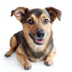 Friendly Smiling Brown Dog in White Background