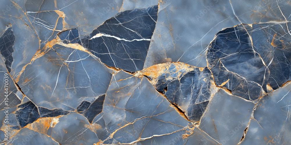 Poster stunning breccia marble surface texture featuring blend of blue and gold hues, showcasing intricate 