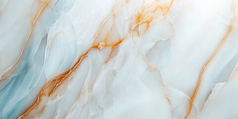 Fototapeta premium Elegant marble surface texture featuring soft blue and white hues with delicate golden veins, perfect for interior design and artistic backgrounds