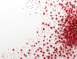 Fototapeta premium Red Hearts Scattered on White Background