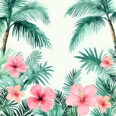 Exotic Watercolor Garden with Rare Plants
