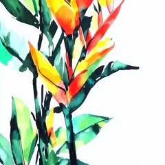 Vibrant Watercolor Exotic Garden with Rare Plants
